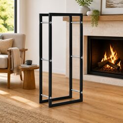 Practical Black Steel Log Storage for Home Use