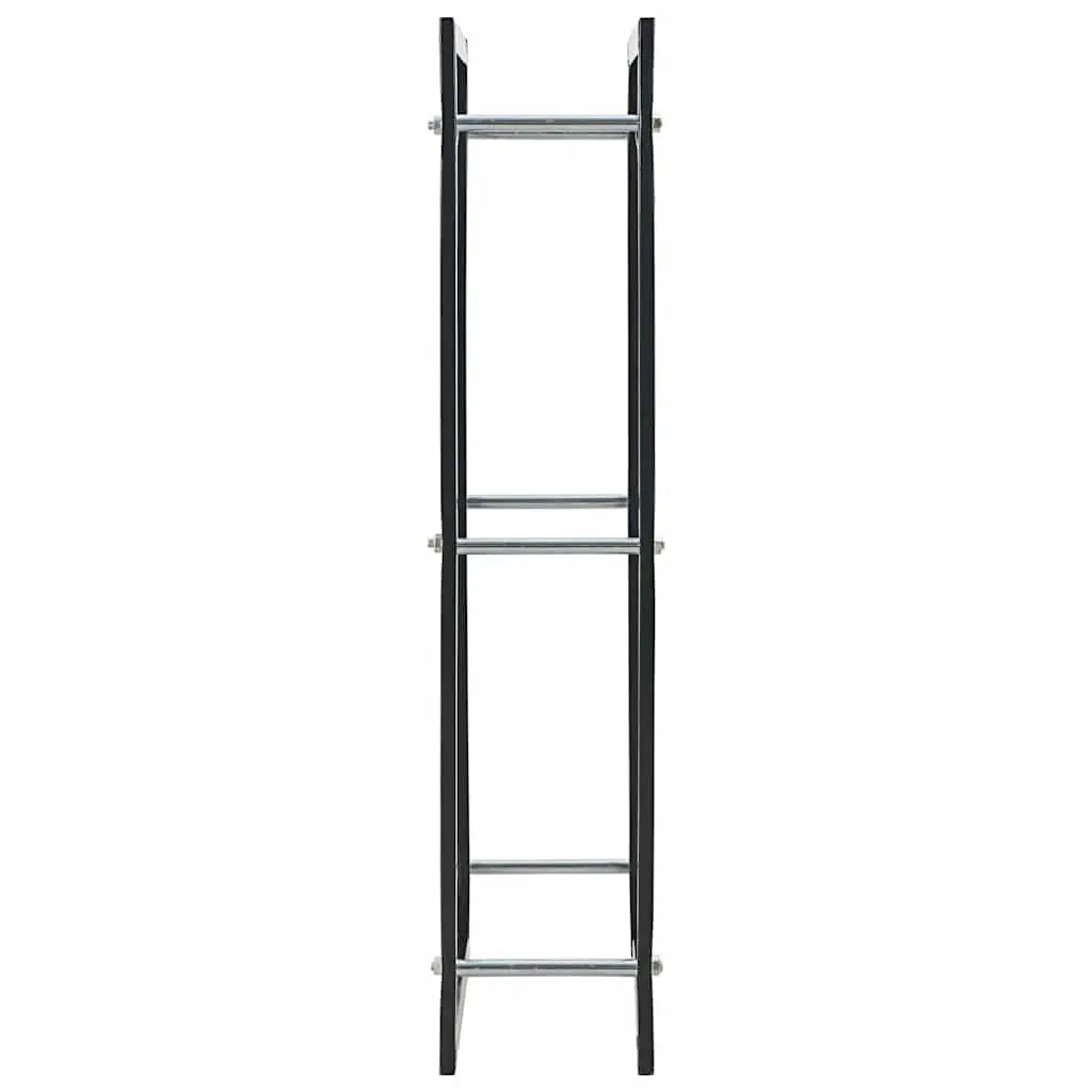 Firewood Rack Steel 44 x 20 x 100 cm Black Log Storage Holder Fireplace Wood Stove Organiser