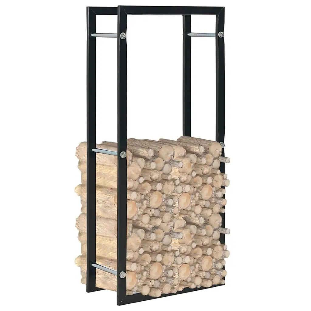 Firewood Rack Steel 44 x 20 x 100 cm Black Log Storage Holder Fireplace Wood Stove Organiser