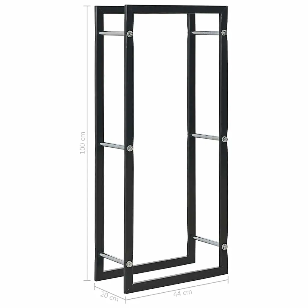 Firewood Rack Steel 44 x 20 x 100 cm Black Log Storage Holder Fireplace Wood Stove Organiser
