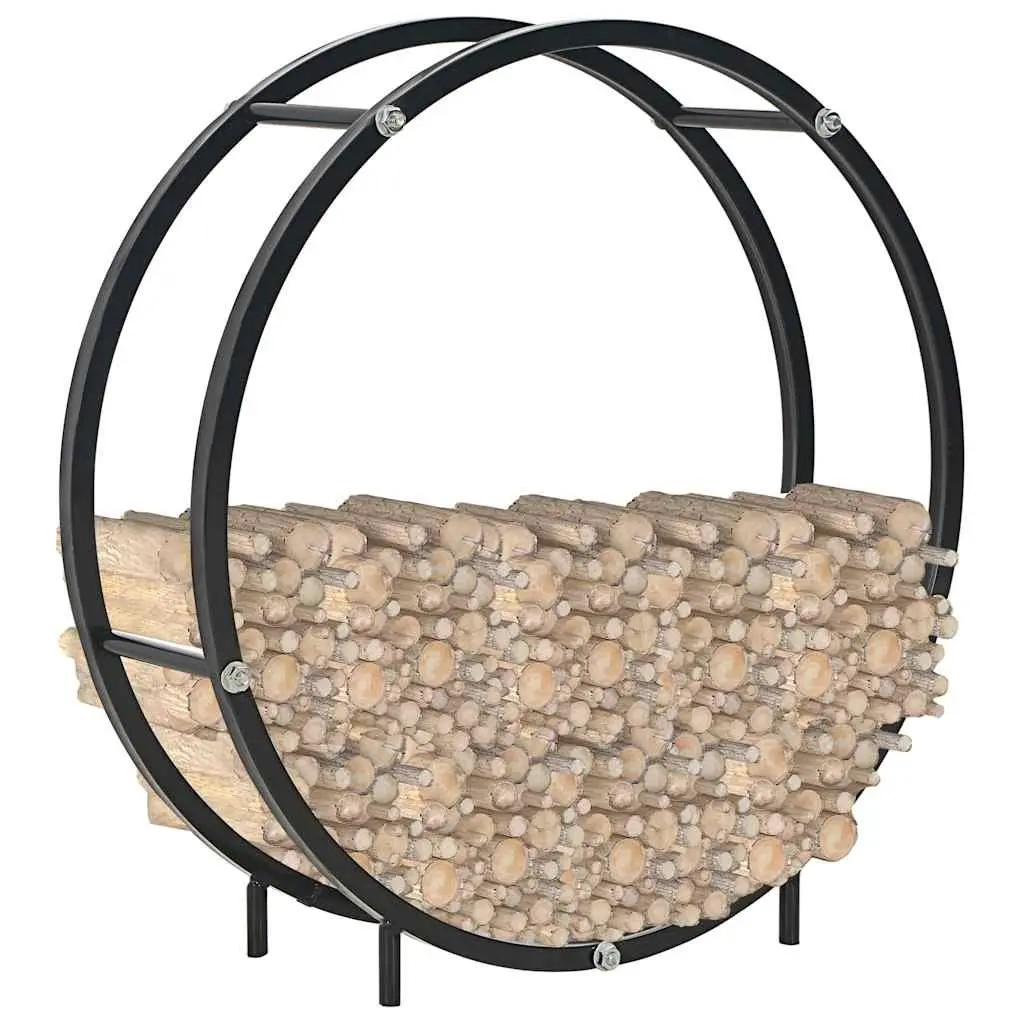 Firewood Rack Steel 70cm Black Log Holder Storage Fireplace Wood Stove Accessories