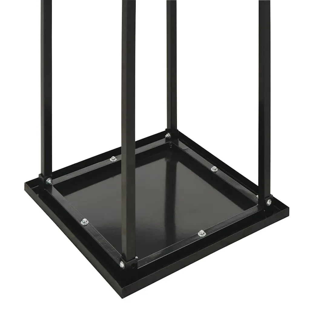 Firewood Rack Steel Rectangular Log Storage Stand Black 37 x 37 x 113 cm
