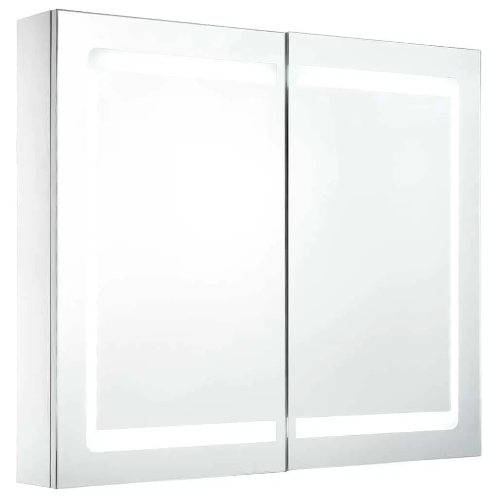 Wall Mounted Storage Cabinet LED Bathroom Vanity Mirror White 80x12.2x68cm