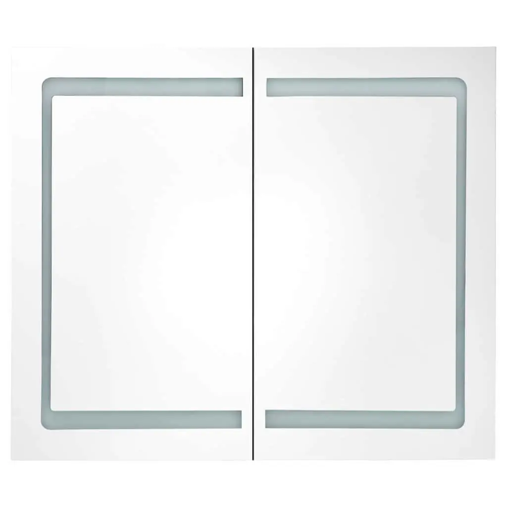 Wall Mounted Storage Cabinet LED Bathroom Vanity Mirror White 80x12.2x68cm