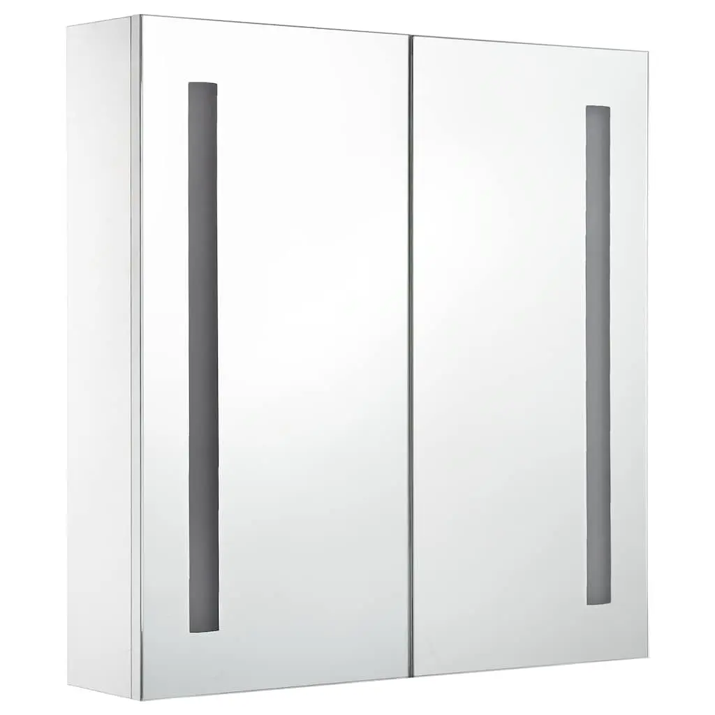 LED Bathroom Mirror Cabinet MDF 60x14x62cm Wall Mounted White