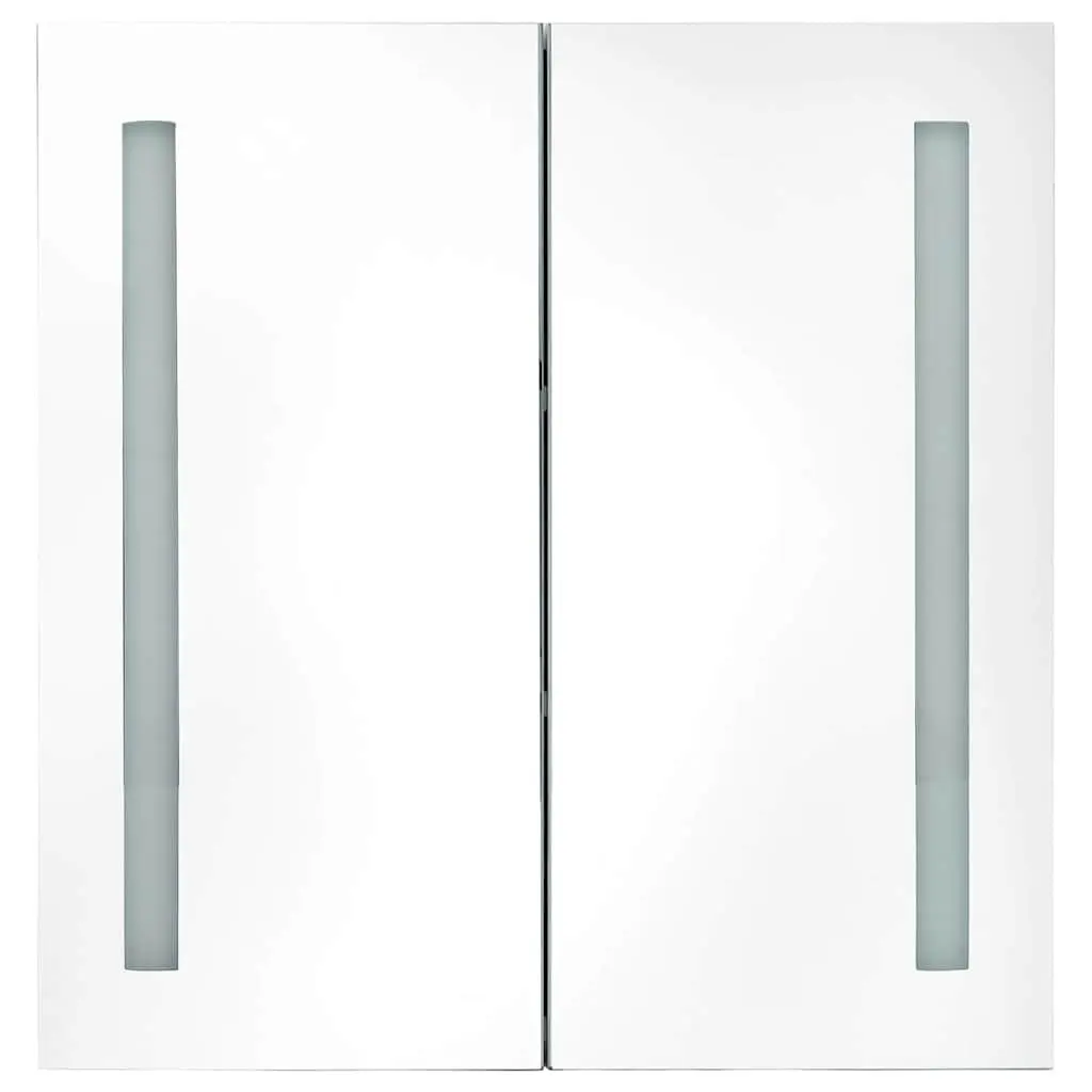 LED Bathroom Mirror Cabinet MDF 60x14x62cm Wall Mounted White