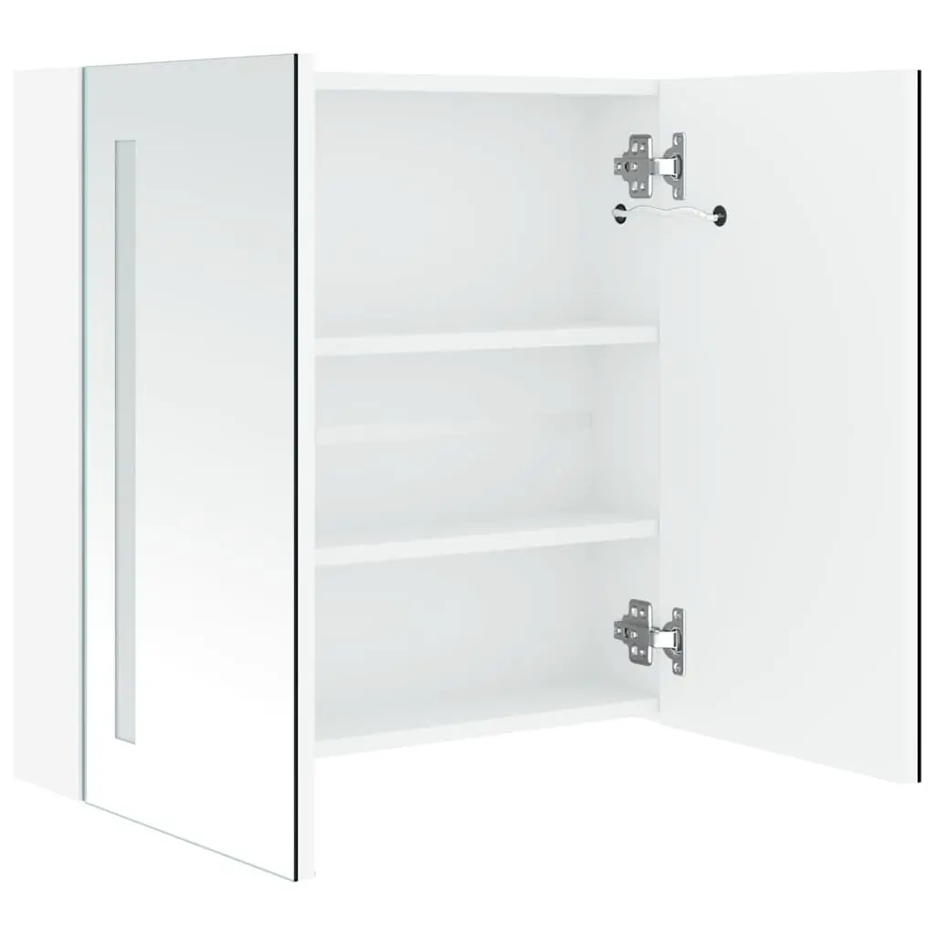 LED Bathroom Mirror Cabinet MDF 60x14x62cm Wall Mounted White