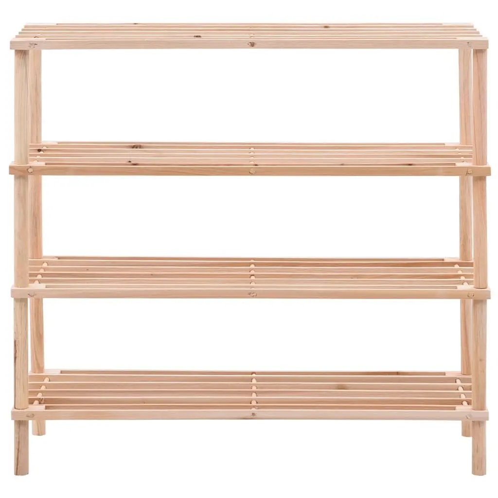 4-Tier Wooden Shoe Rack Solid Fir Wood Beige Entryway Shelf