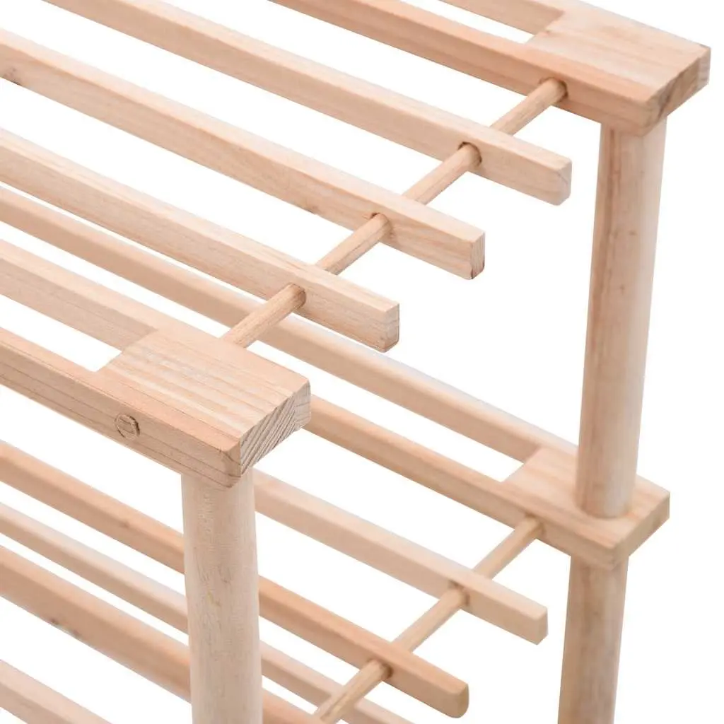 4-Tier Wooden Shoe Rack Solid Fir Wood Beige Entryway Shelf