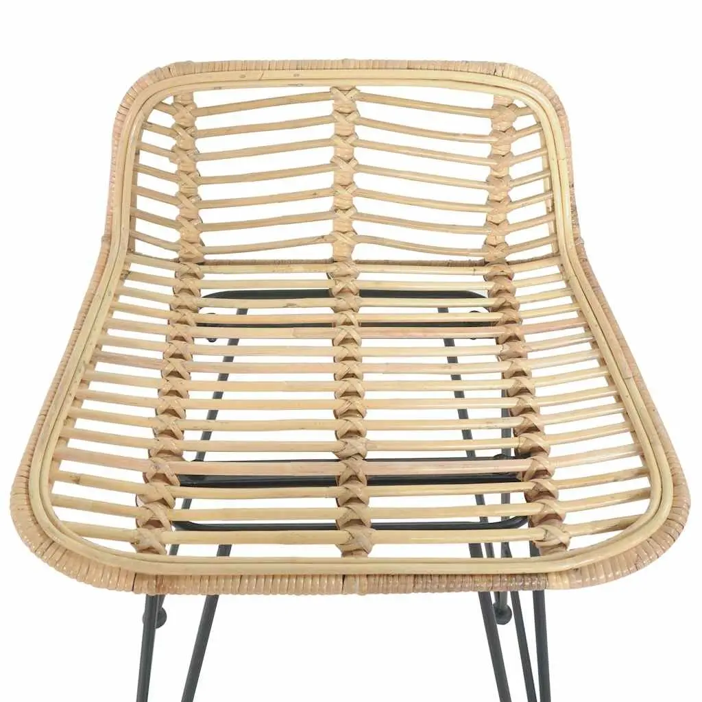 Bar Stools Rattan Seating Backrest Brown 2 Piece Rustic Counter Chairs