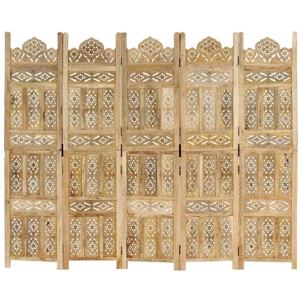 5-Panel Wooden Room Divider for Home Use