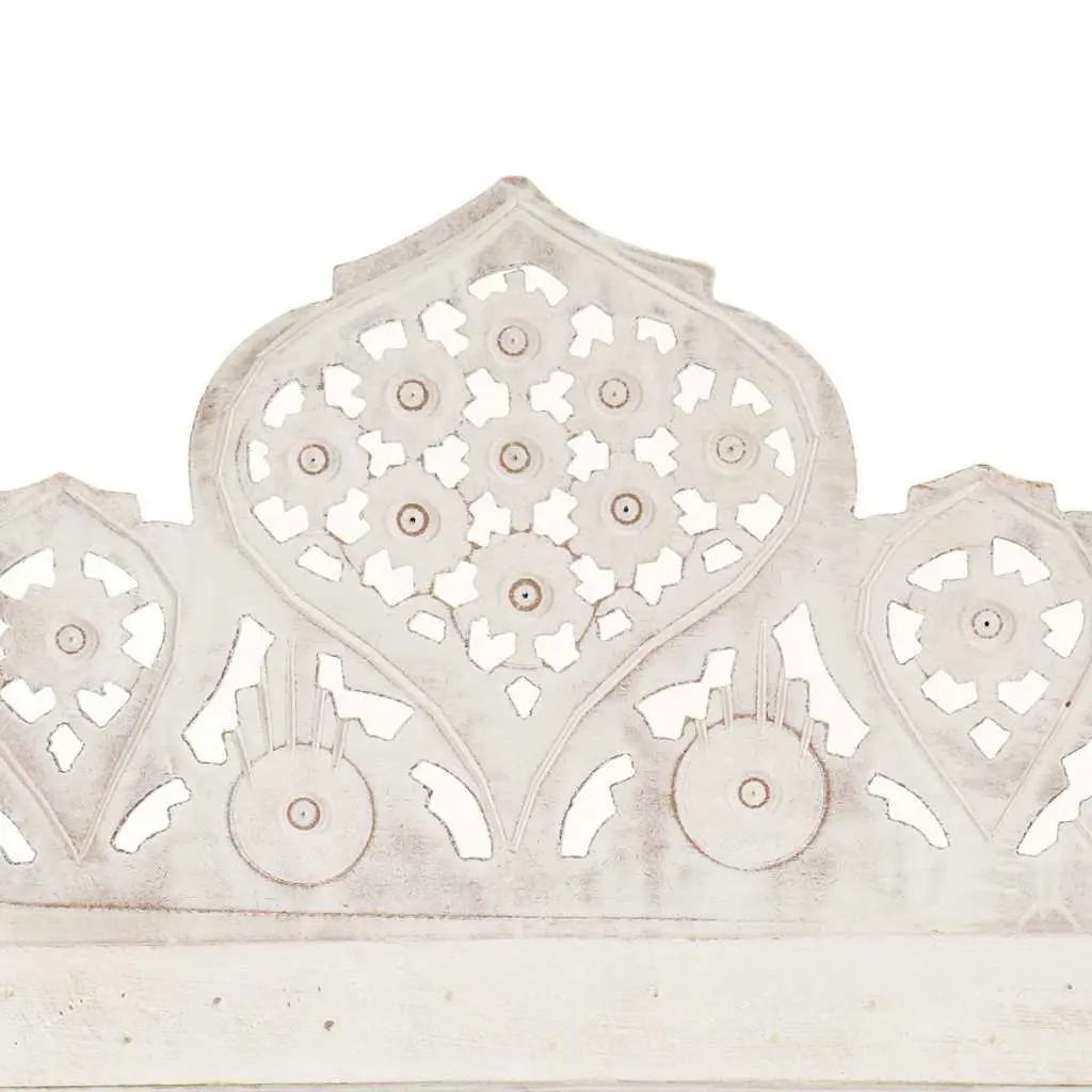 4-Panel Room Divider Hand Carved Solid Mango Wood Folding Privacy Screen White 160 x 165 cm