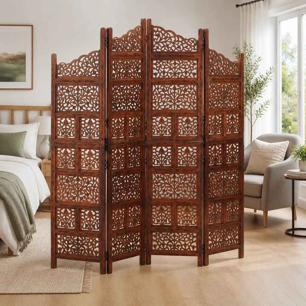 4-Panel Room Divider for Bedrooms and Living Areas
