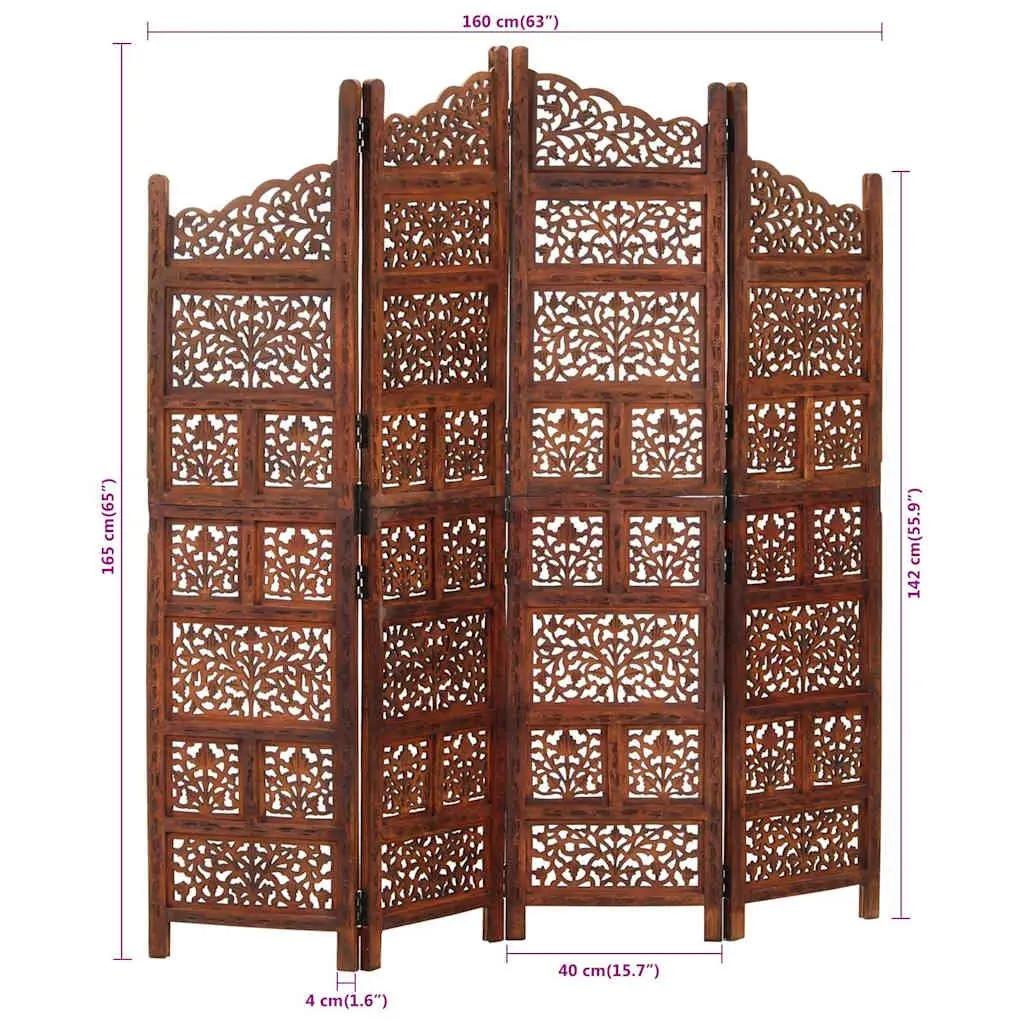 4-Panel Room Divider for Bedrooms and Living Areas