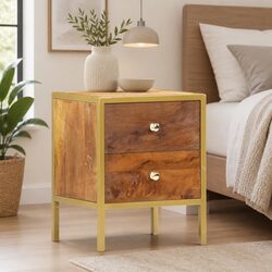 Bedside Cabinet 40x35x50 cm with 2 Drawers Wooden Nightstand Storage Table