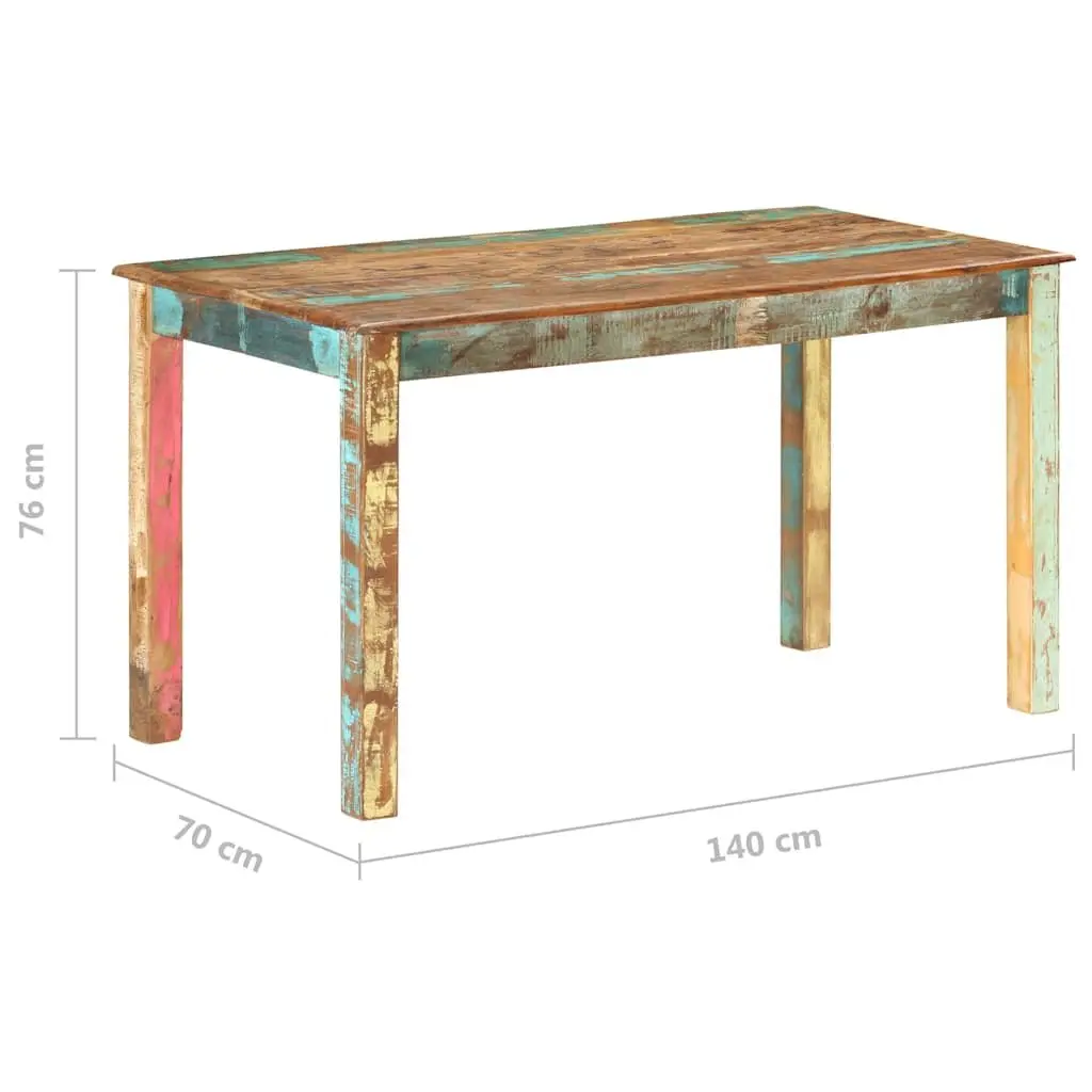 Dining Table Antique Style Multicolour Solid Tropical Reclaimed Wood 140x70x76cm