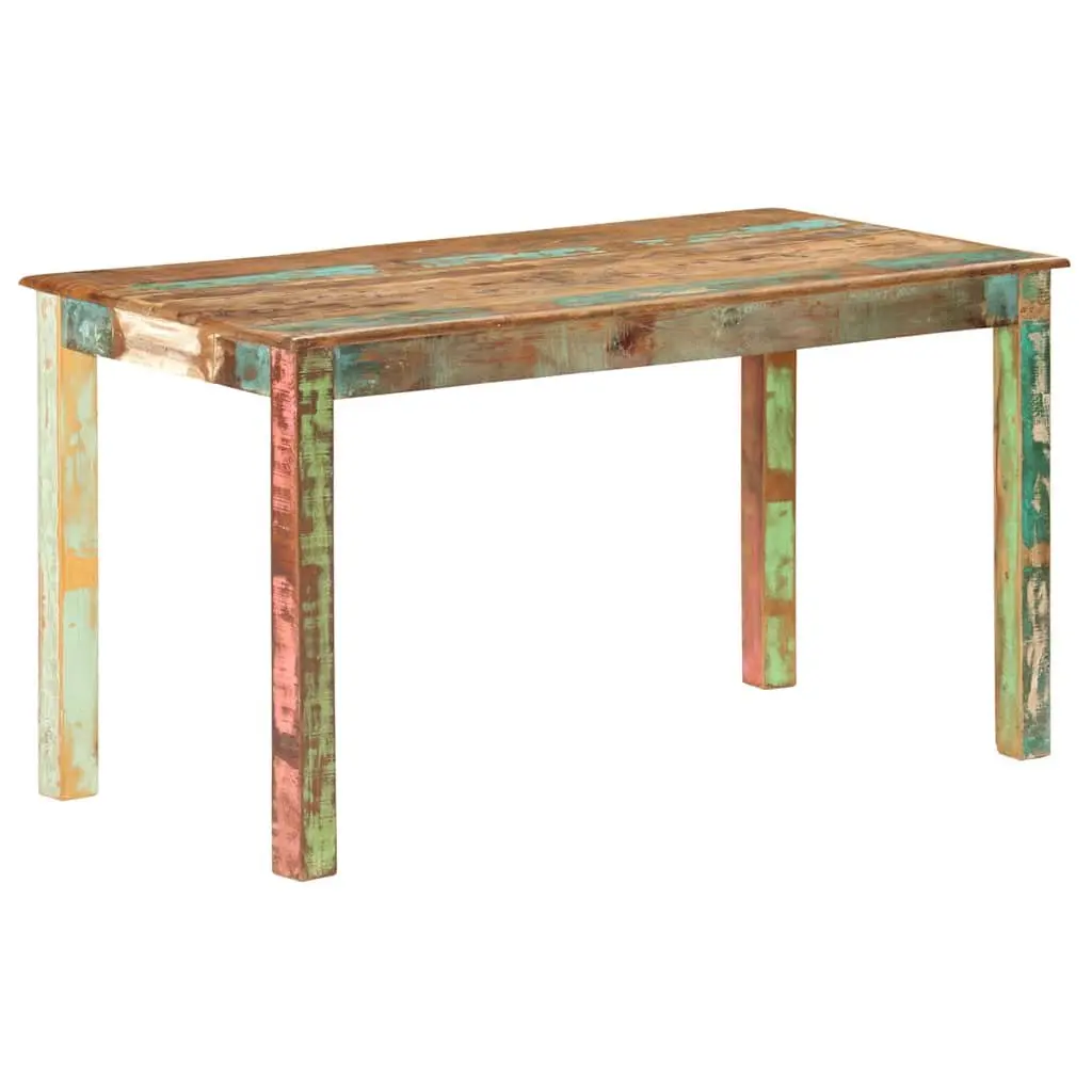 Dining Table Antique Style Multicolour Solid Tropical Reclaimed Wood 140x70x76cm