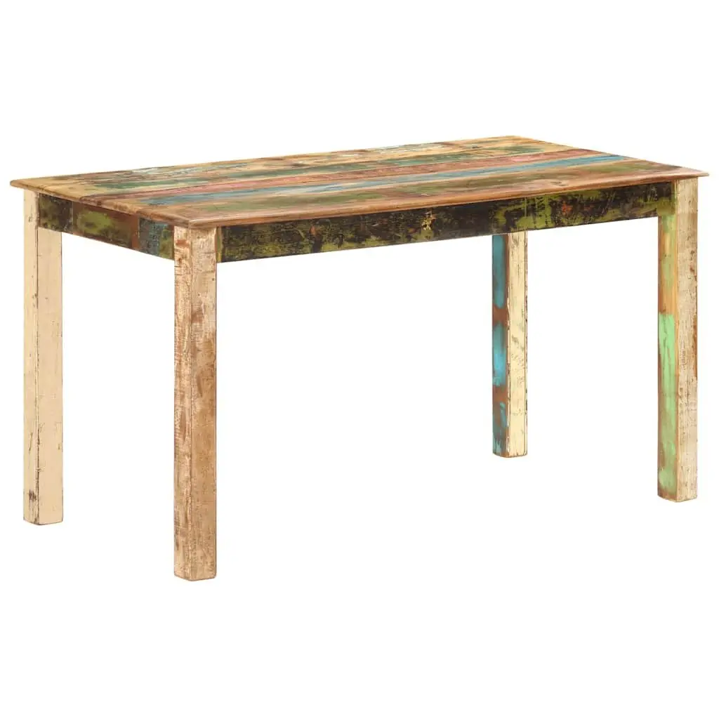 Dining Table Antique Style Multicolour Solid Tropical Reclaimed Wood 140x70x76cm