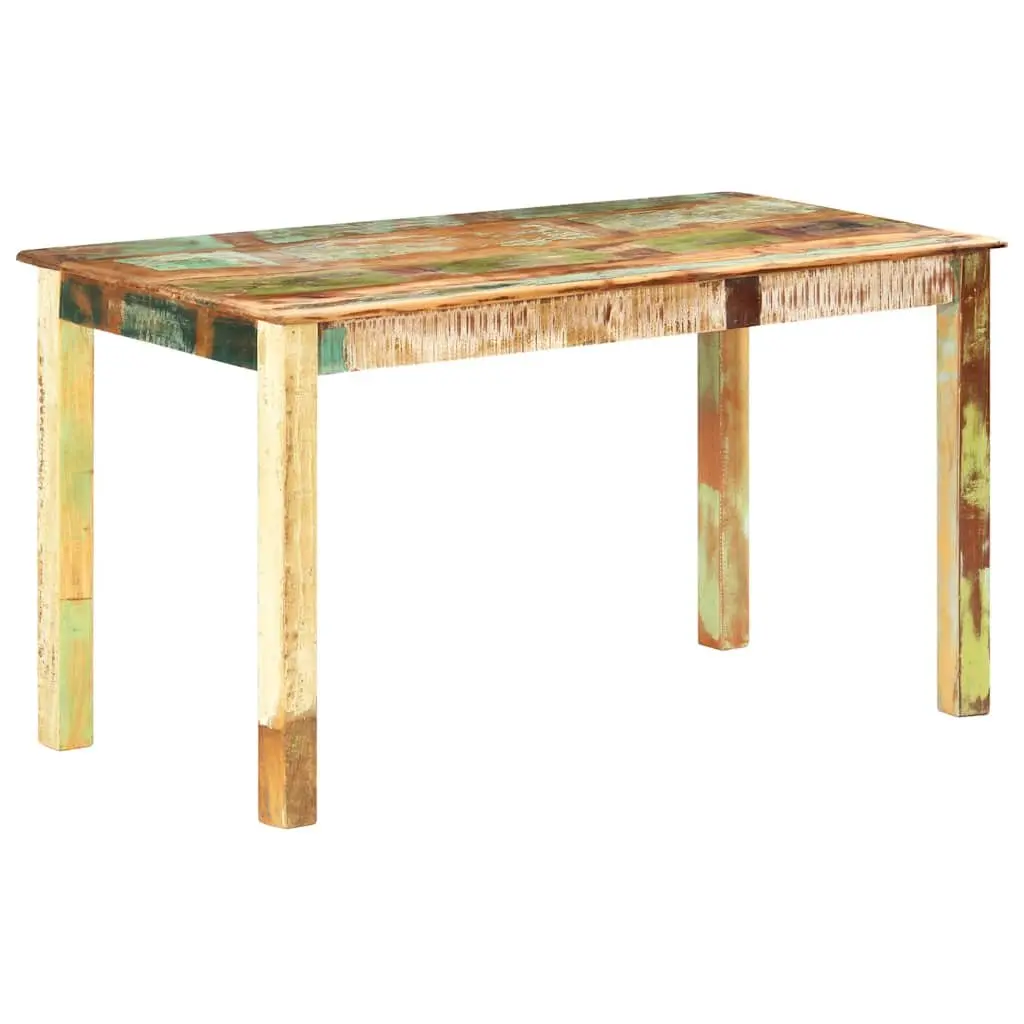 Dining Table Antique Style Multicolour Solid Tropical Reclaimed Wood 140x70x76cm