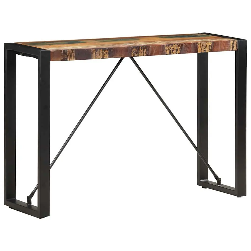 Console Table Vintage Style Solid Reclaimed Wood 110cm Brown with Black Powder Coated Steel Legs Hall Display Stand