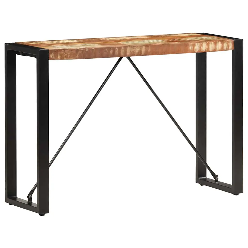 Console Table Vintage Style Solid Reclaimed Wood 110cm Brown with Black Powder Coated Steel Legs Hall Display Stand