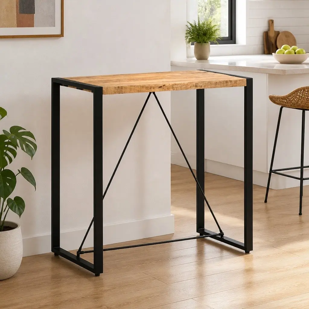 Bar Table Solid Mango Wood 110cm x 60cm x 110cm Brown Industrial Retro Style