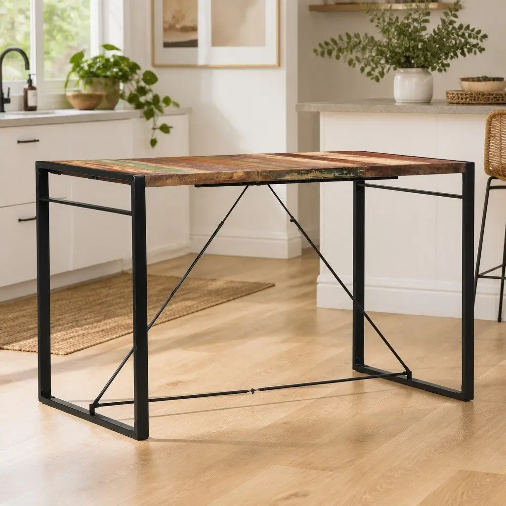 Bar Table Solid Reclaimed Wood 180x90x110 cm Industrial Style Brown Kitchen Dining Room