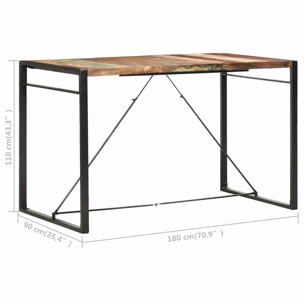 Bar Table Solid Reclaimed Wood 180x90x110 cm Industrial Style Brown Kitchen Dining Room
