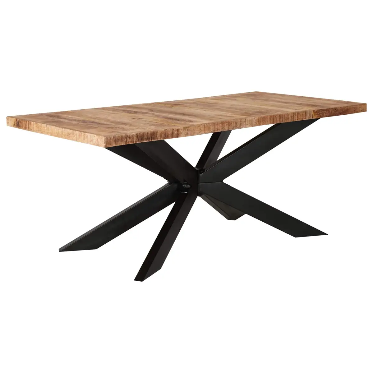Dining Table Solid Rough Mango Wood 180x90x76cm Brown Industrial