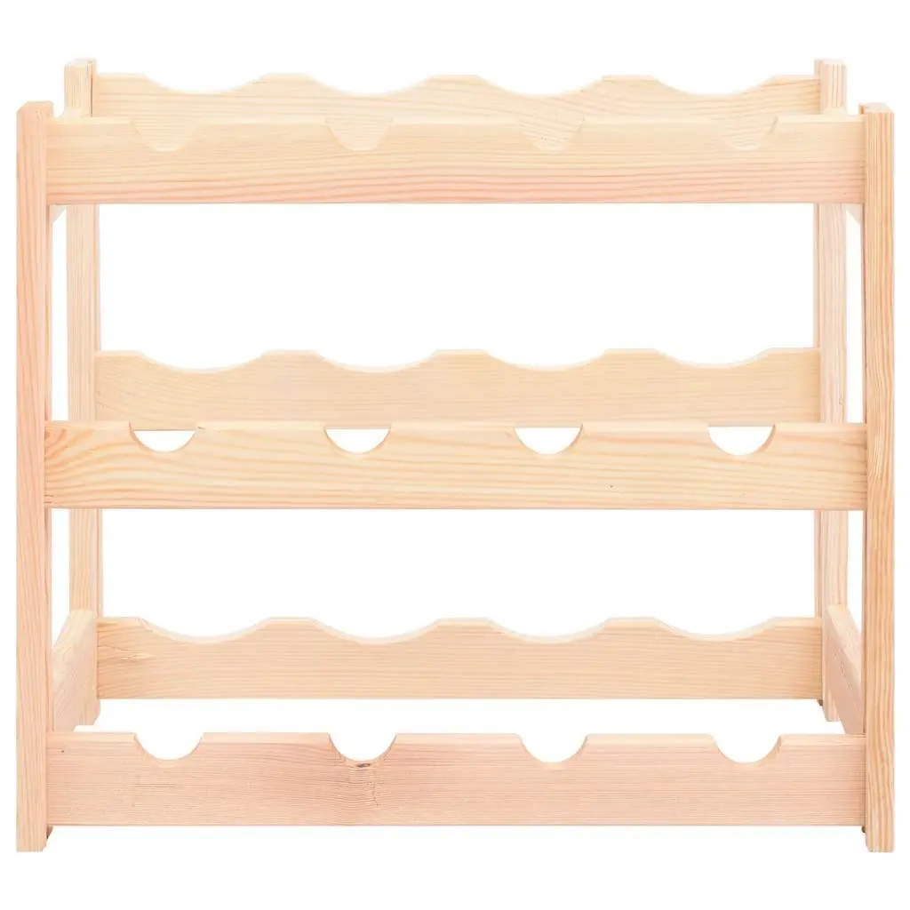 Wine Rack Solid Wood Pine 12 Bottles Storage Display Shelf Holder Beige