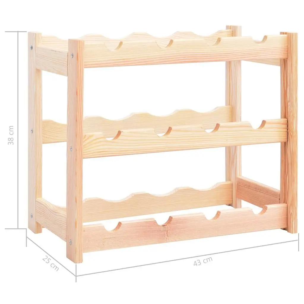 Wine Rack Solid Wood Pine 12 Bottles Storage Display Shelf Holder Beige