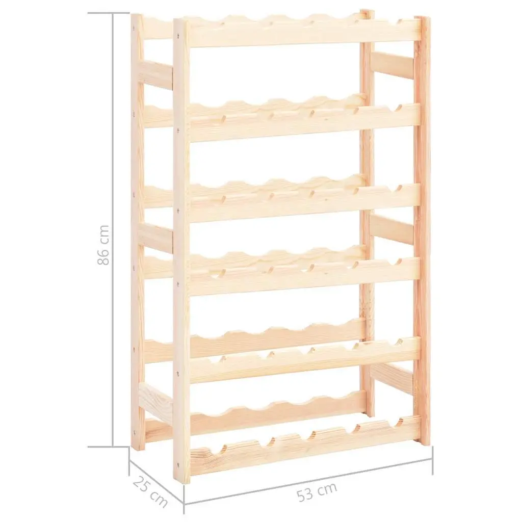 Wine Rack Solid Pinewood 30 Bottles Beige Storage Display Cabinet Holder Stand