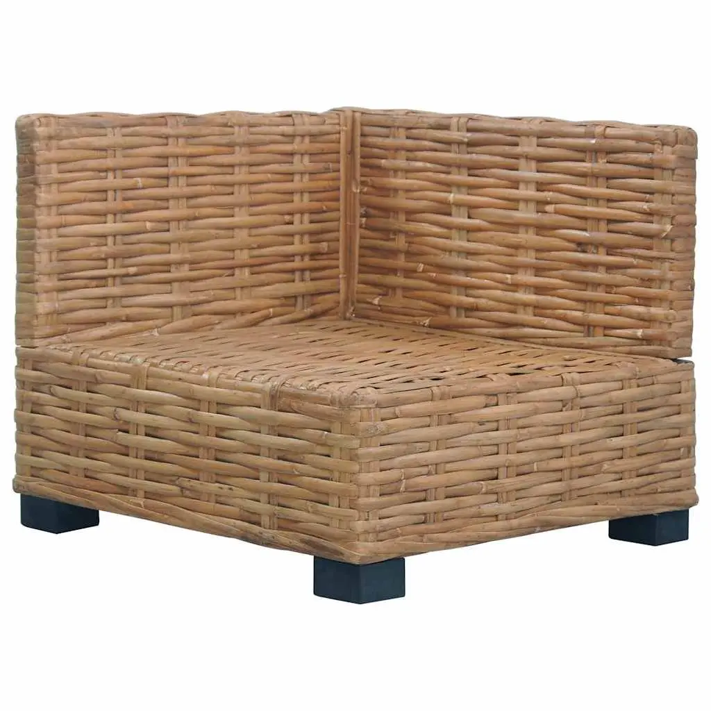 Corner Sofa Outdoor Sectional Natural Rattan Brown with Cushions