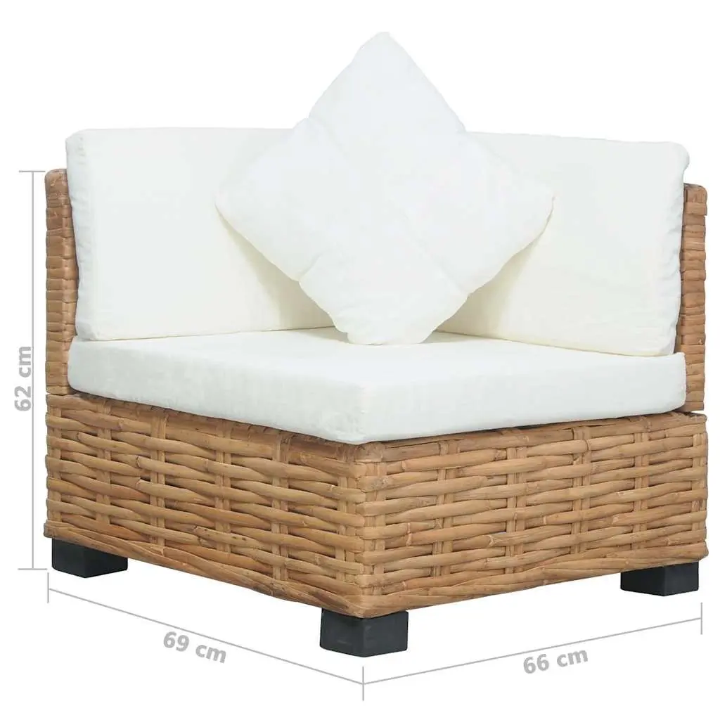 Corner Sofa Outdoor Sectional Natural Rattan Brown with Cushions