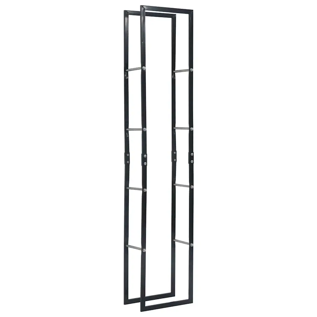Firewood Rack Steel Rectangular 40 x 25 x 200 cm Black