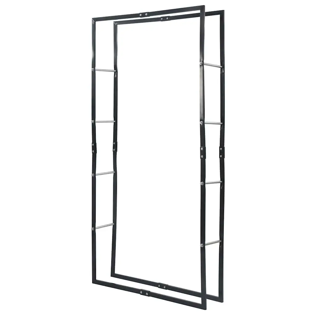 Firewood Rack Steel Tall Rectangular Black