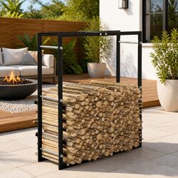 Firewood Rack Steel Log Holder Storage Black Fireplace Wood Stove Accessories