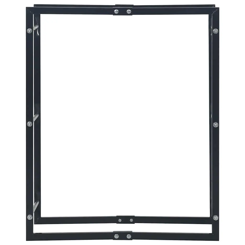 Steel Log Holder Black Tall Rectangular Firewood Rack Fireplace Storage