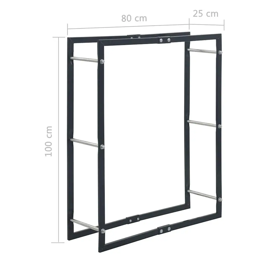 Steel Log Holder Black Tall Rectangular Firewood Rack Fireplace Storage