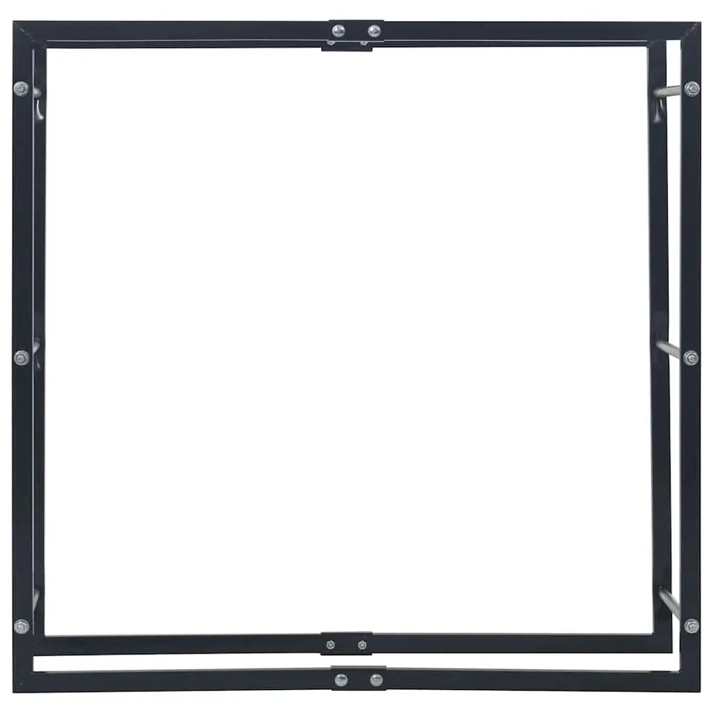 Firewood Holder Heavy Duty Steel Rectangular Black Tall Storage Rack for Fireplace