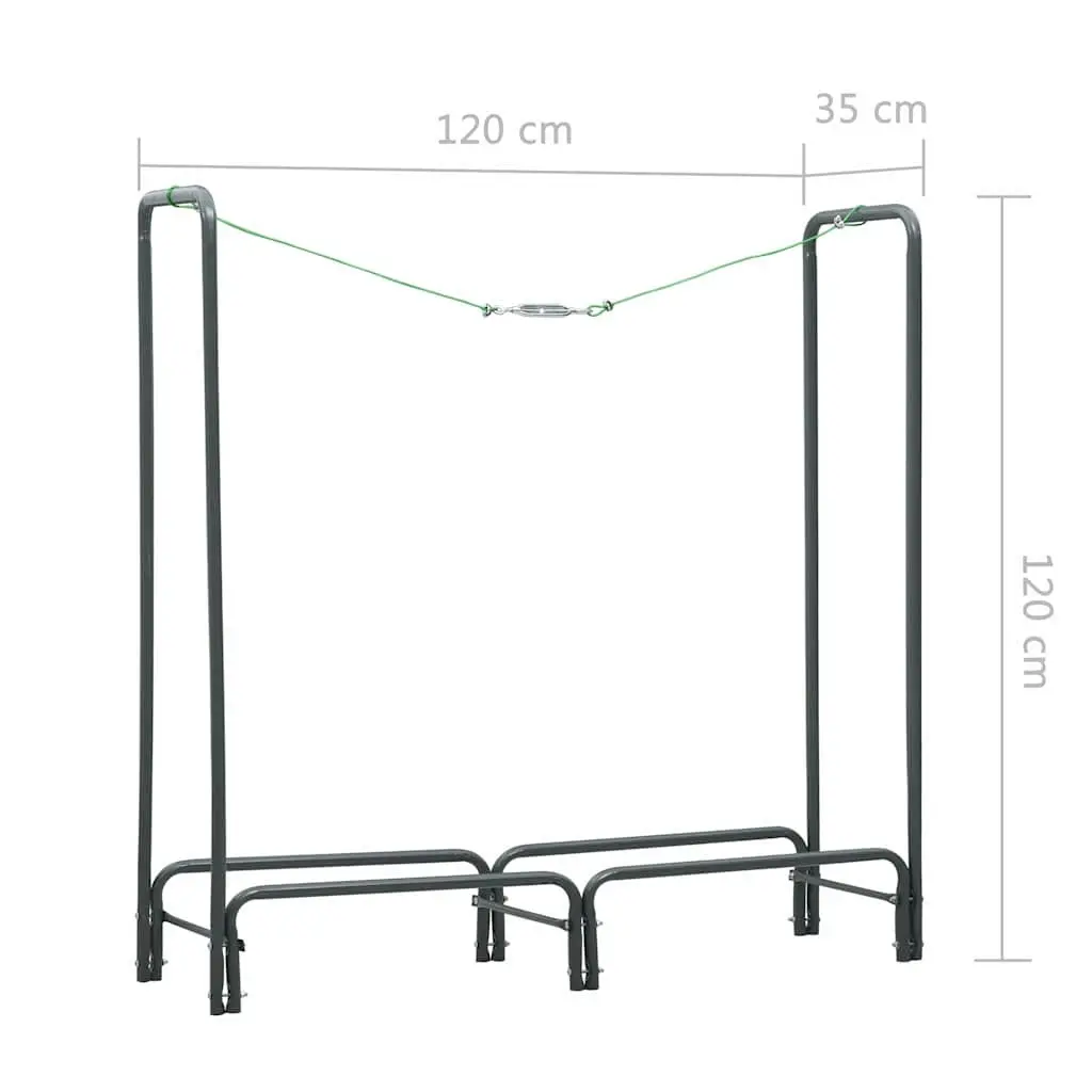 Firewood Rack Steel Tall Grey Heavy Duty Log Holder