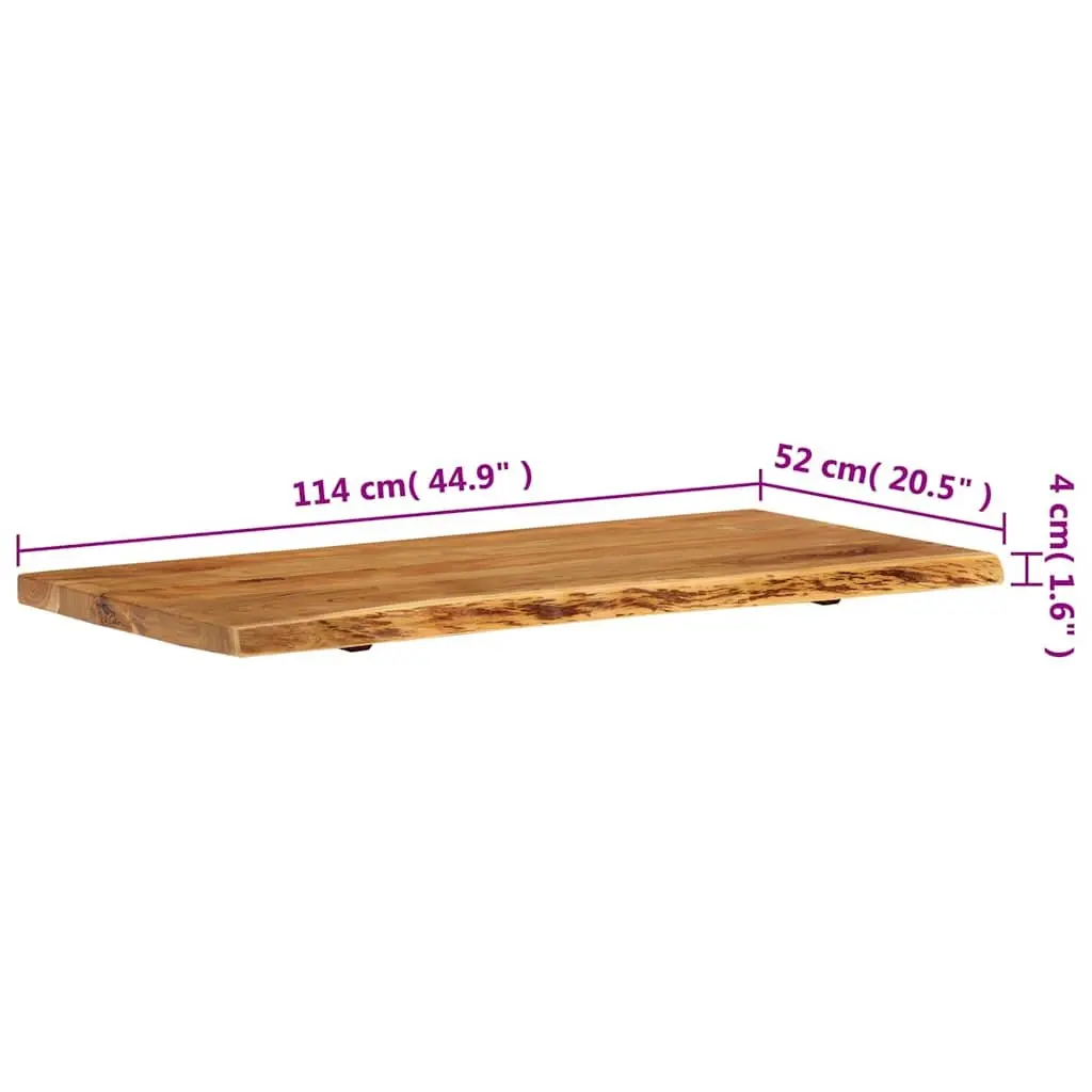 Solid Acacia Wood Countertop for Bathroom Use 114x52x4 cm