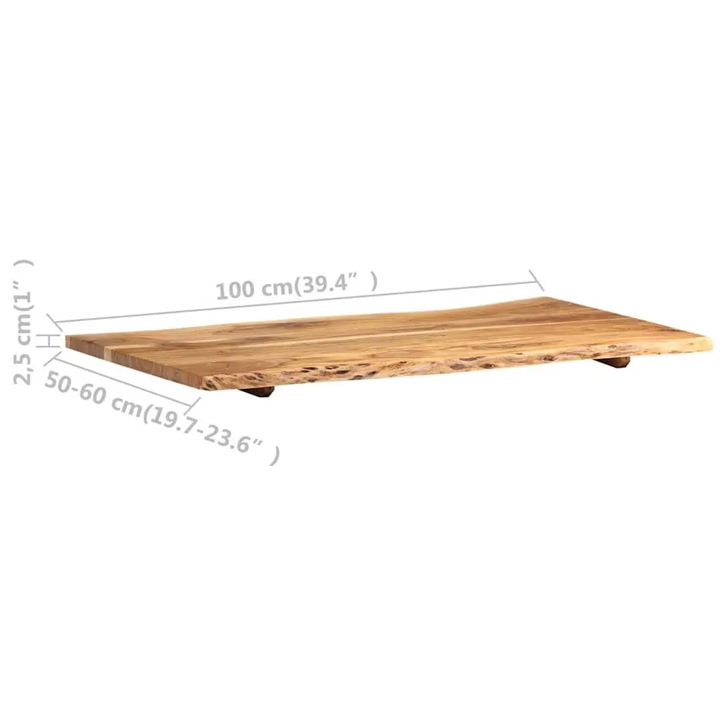 Solid Acacia Wood Table Top Live Edge Brown Kitchen Desk Coffee 100x50-60x2.5cm