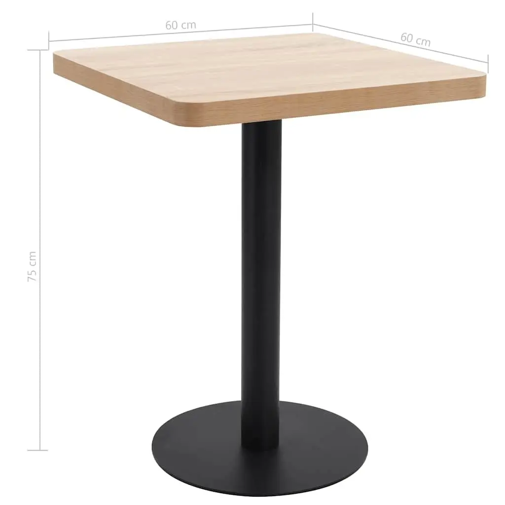 Bistro Table Steel Light Brown Square 60x60cm