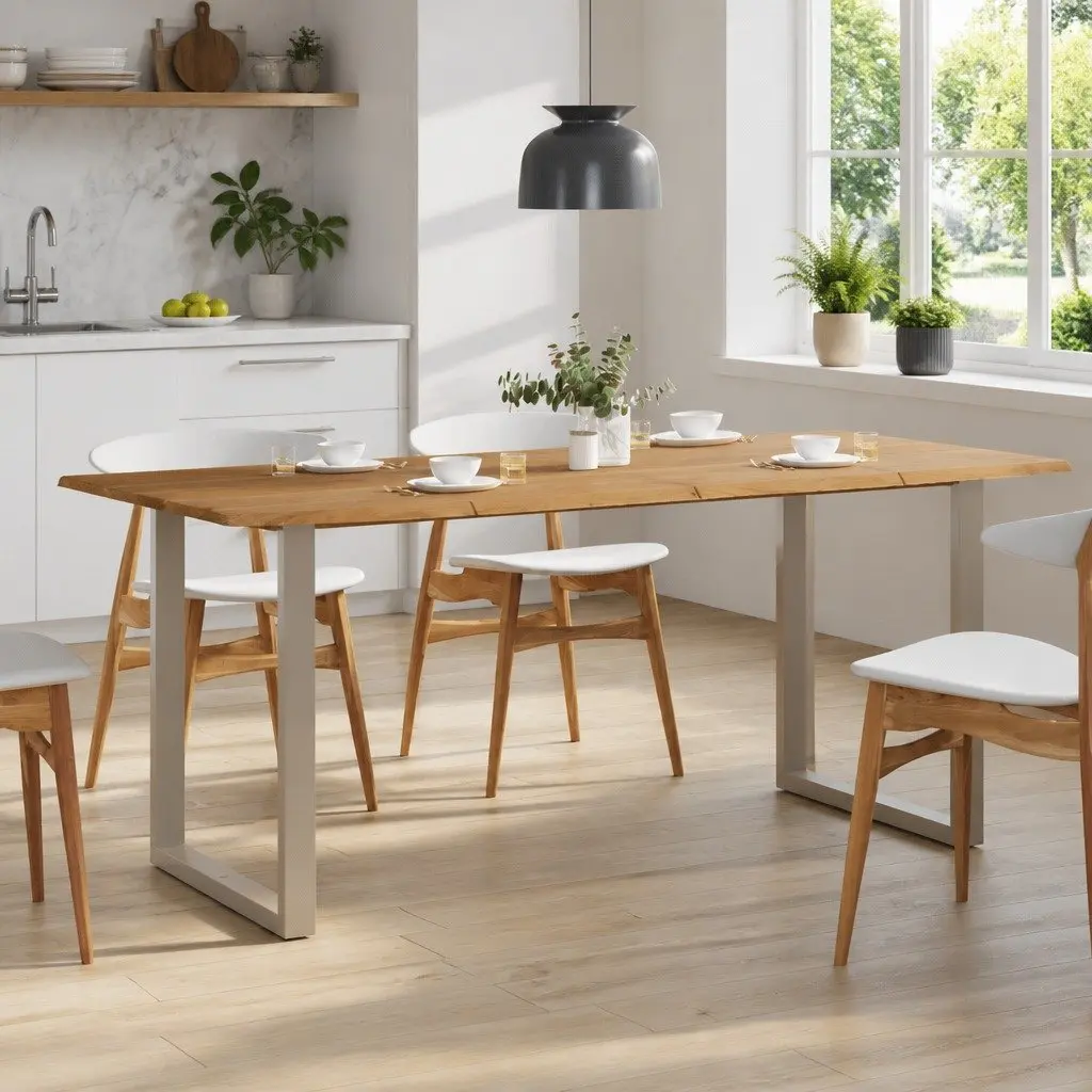 Solid Acacia Wood Dining Table 180x90x76cm