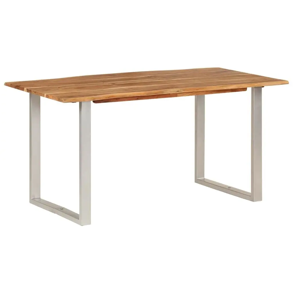 Dining Table 154x80x76cm Solid Acacia Wood Industrial Rustic Kitchen Furniture