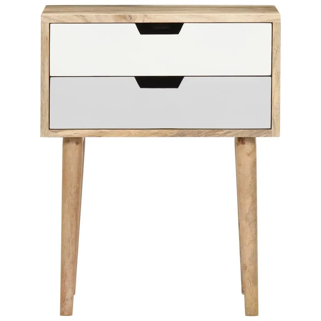 Nightstand Solid Mango Wood 47x35x59cm Handmade 2 Drawer Multicolour Bedside Cabinet