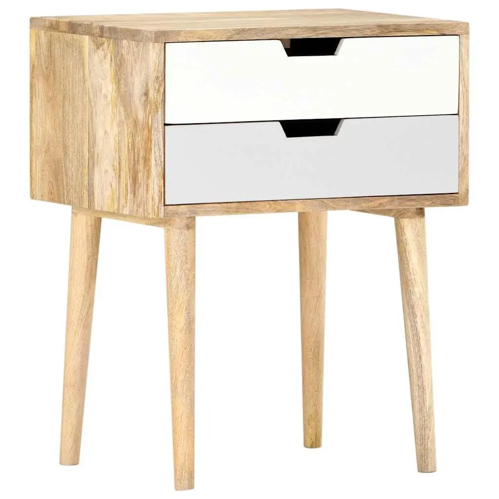 Nightstand Solid Mango Wood 47x35x59cm Handmade 2 Drawer Multicolour Bedside Cabinet