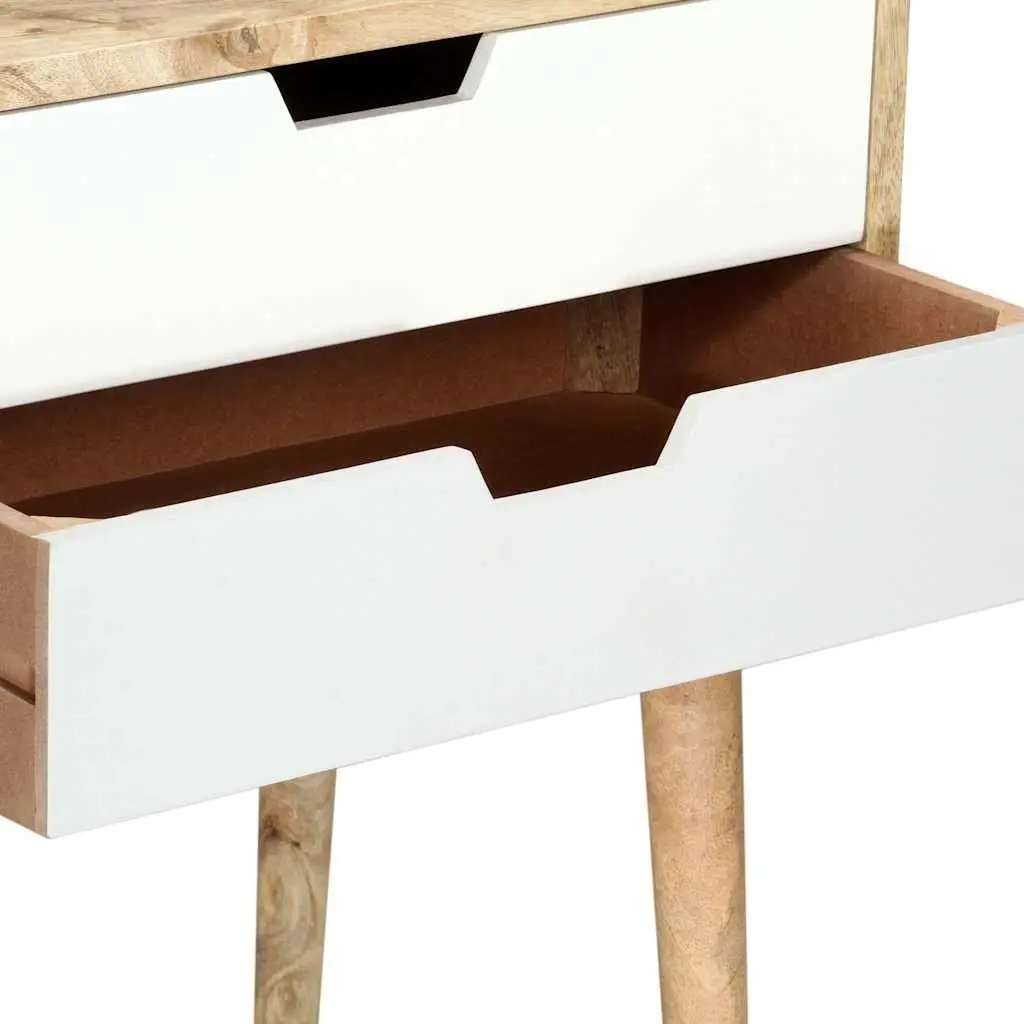 Nightstand Solid Mango Wood 47x35x59cm Handmade 2 Drawer Multicolour Bedside Cabinet