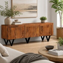 Functional Solid Mango Wood TV Cabinet for Home Use